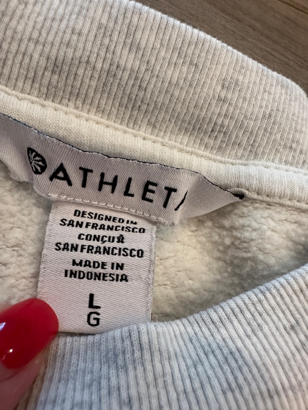 Athleta Light Gray Crewneck Sweatshirt with "Power of She" Embroidery - Picture 2 of 7